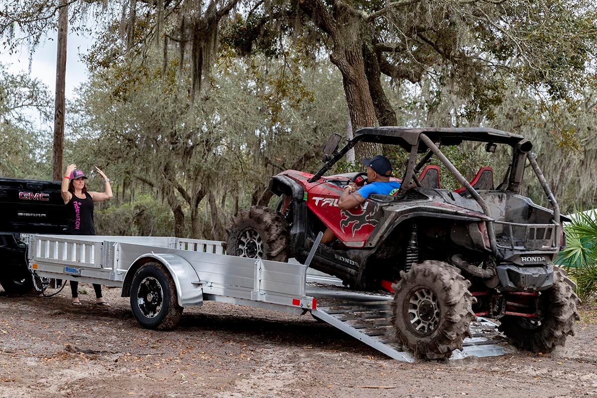 Loading UTV In Aluminum Trailer