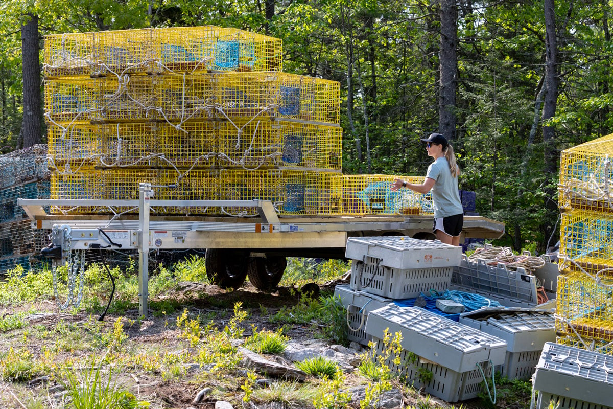 Mission Open Light Duty Deckover Trailer Being Loaded In Yard With Traps